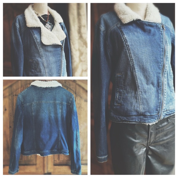 Moto Jacket Denim faux fur - Picture 3 of 9